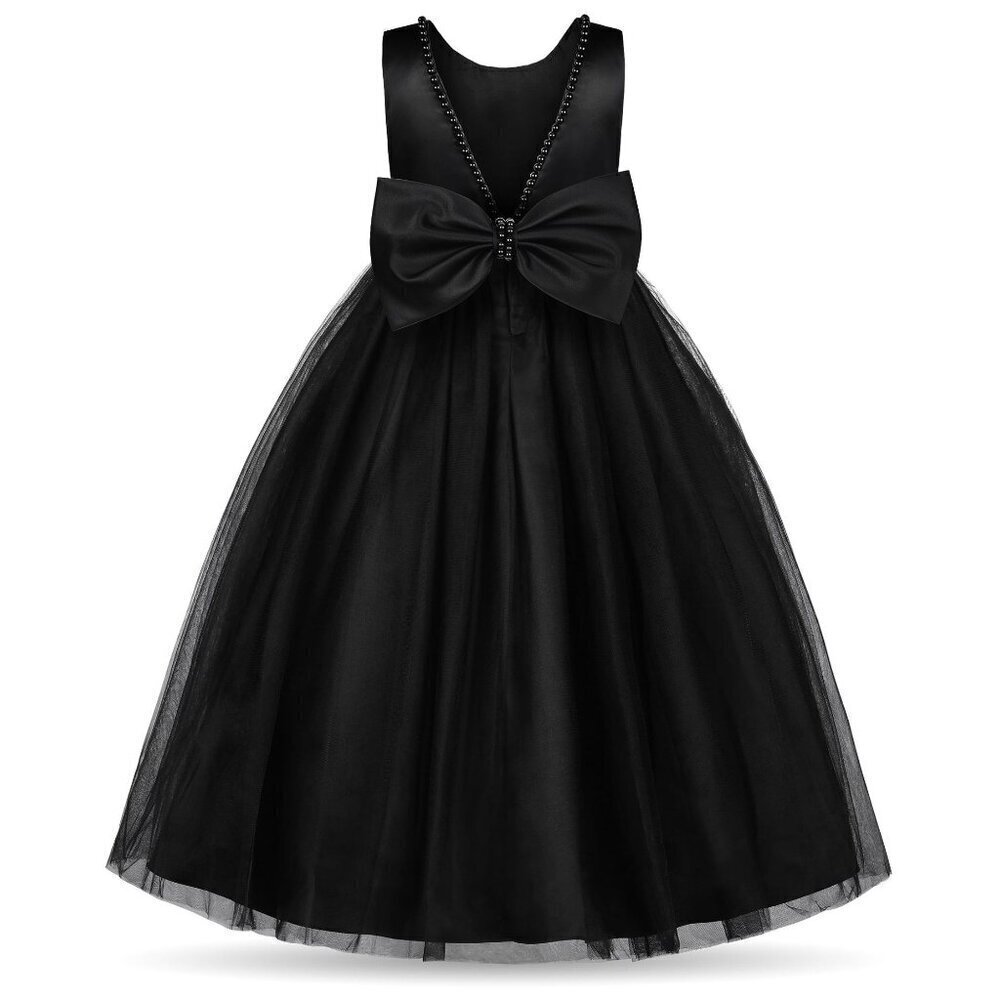 Uhnice Flower Pearls Dress V-Back Tulle Ball Gown Satin Bow-Knot Pageant 9/10